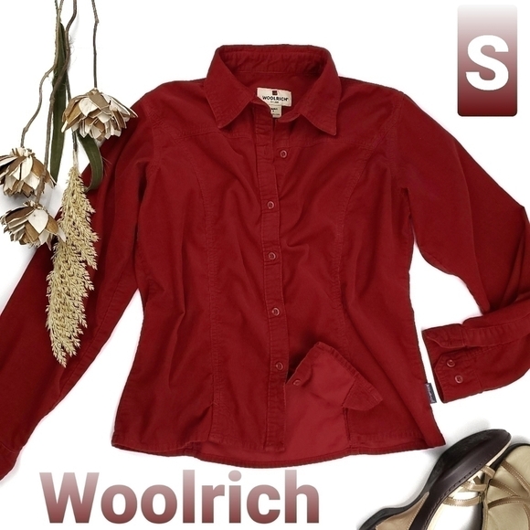 Woolrich Red Corduroy Collared Button Down Shirt S - Picture 1 of 11